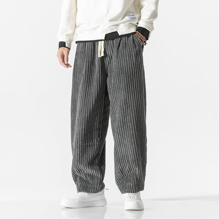 Herren Weit geschnittene Cord-Ballonhose mit Tunnelzugbund und breitem Rippenrelief Drune