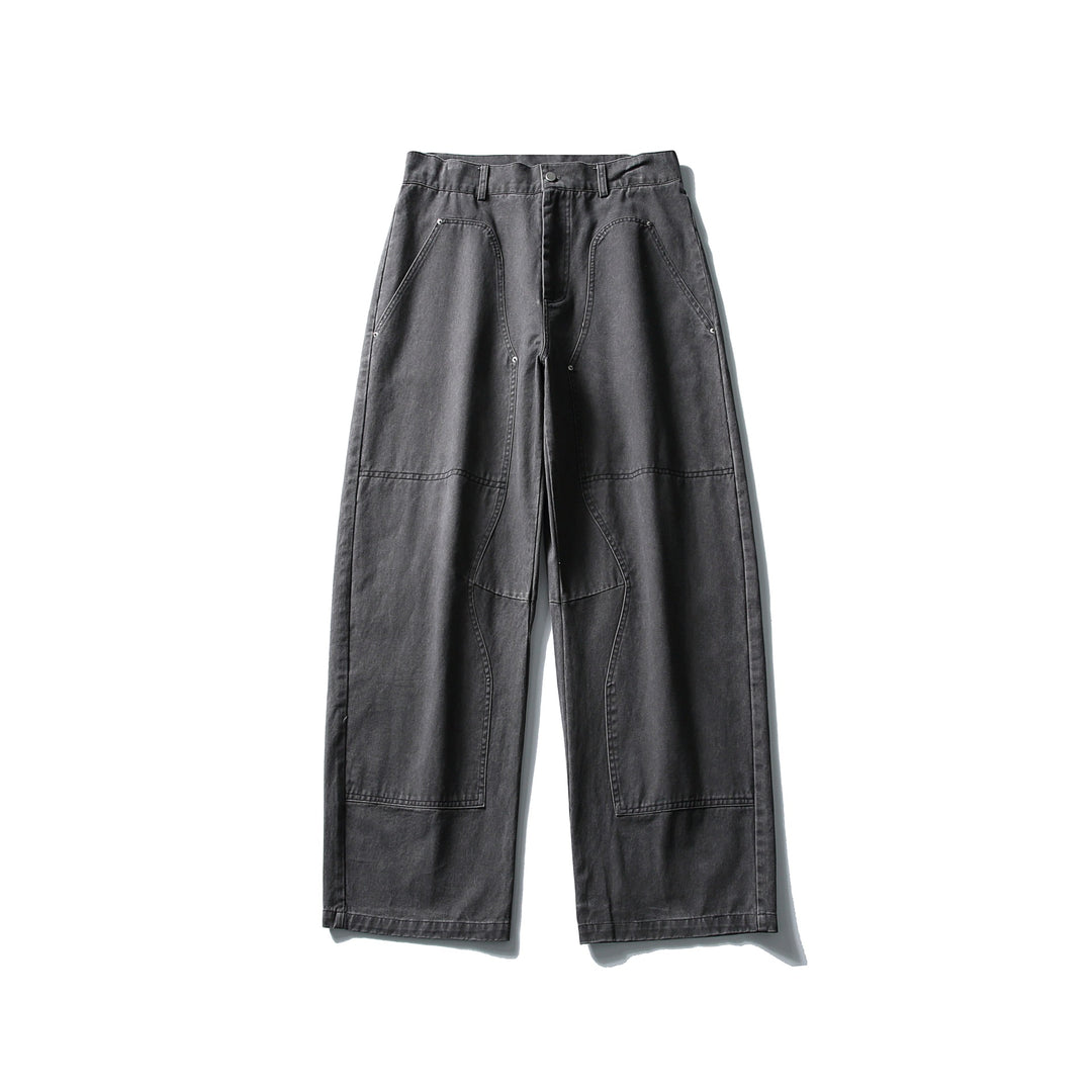 Damen High‑Waist Cargo‑Hose aus Denim mit verstärkten Knieeinsätzen und großen aufgesetzten Taschen Drune
