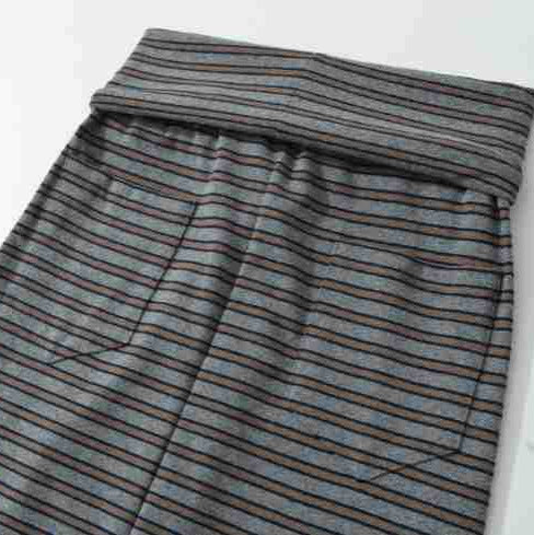 Damen Gestreifter Midirock aus Stretch-Jersey mit hohem Bündchen und Kordelzug Drune