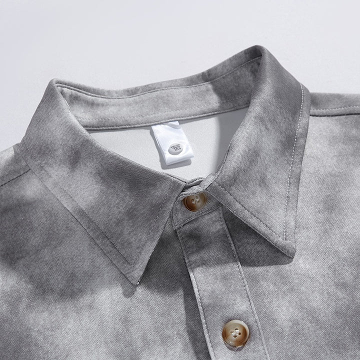 Herren Oversize-Hemdjacke im Washed‑Tie‑Dye‑Look mit Holzknopfleiste & legerer Silhouette Drune