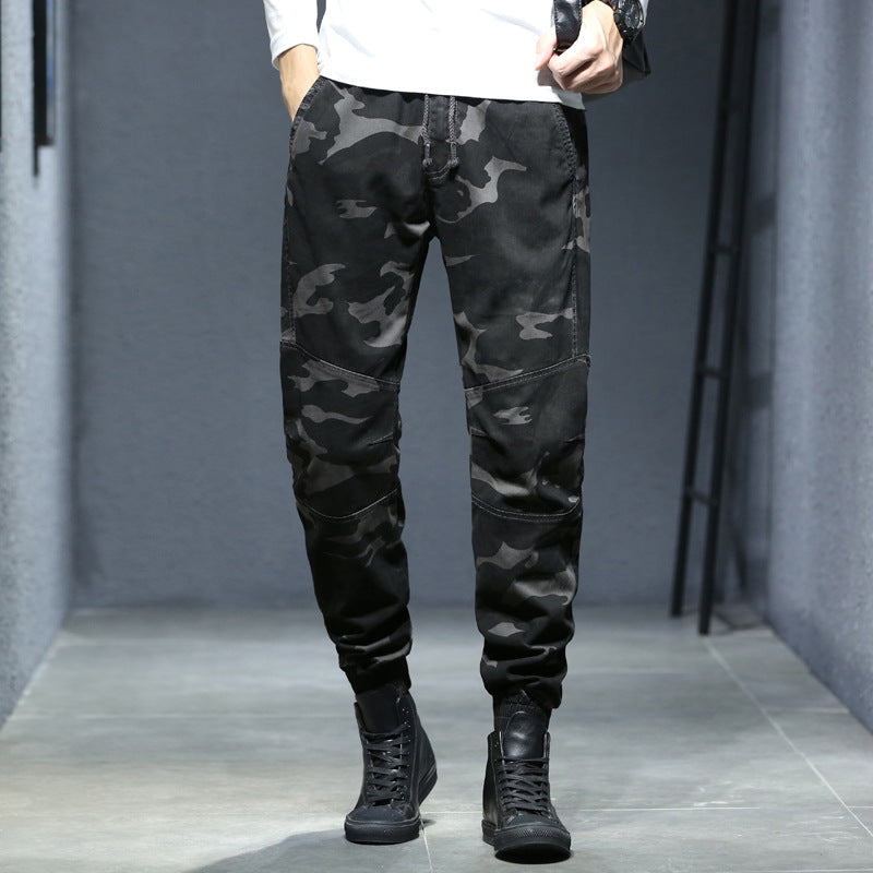 Herren Camouflage-Utility-Joggerhose mit verstärkten Kniepaneelen, verdeckten Reißverschlusstaschen und elastischem Knöchelabschluss Drune