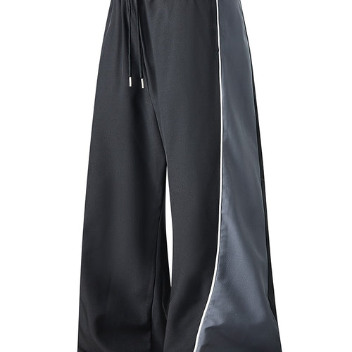 Herren Weite Trackhose mit Satin-Seiteneinsatz, Paspelierter Naht & Tunnelzugbund Drune