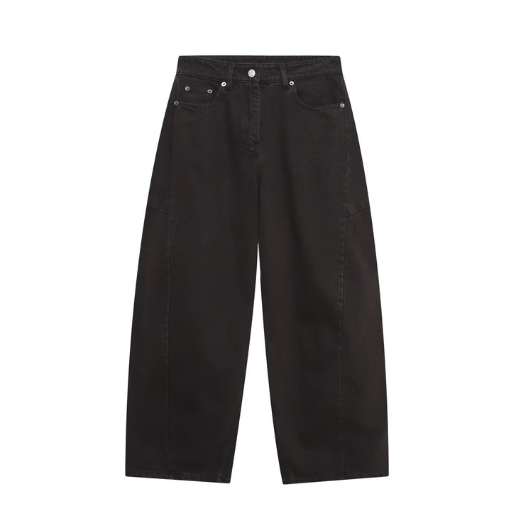 Damen High‑Waist Cropped Ballon-Jeans mit Einsatznähten und Five-Pocket-Design Drune