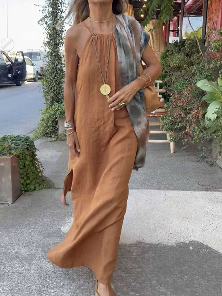 Damen Maxikleid mit Spaghettiträgern und elegantem fließendem Schnitt Drune