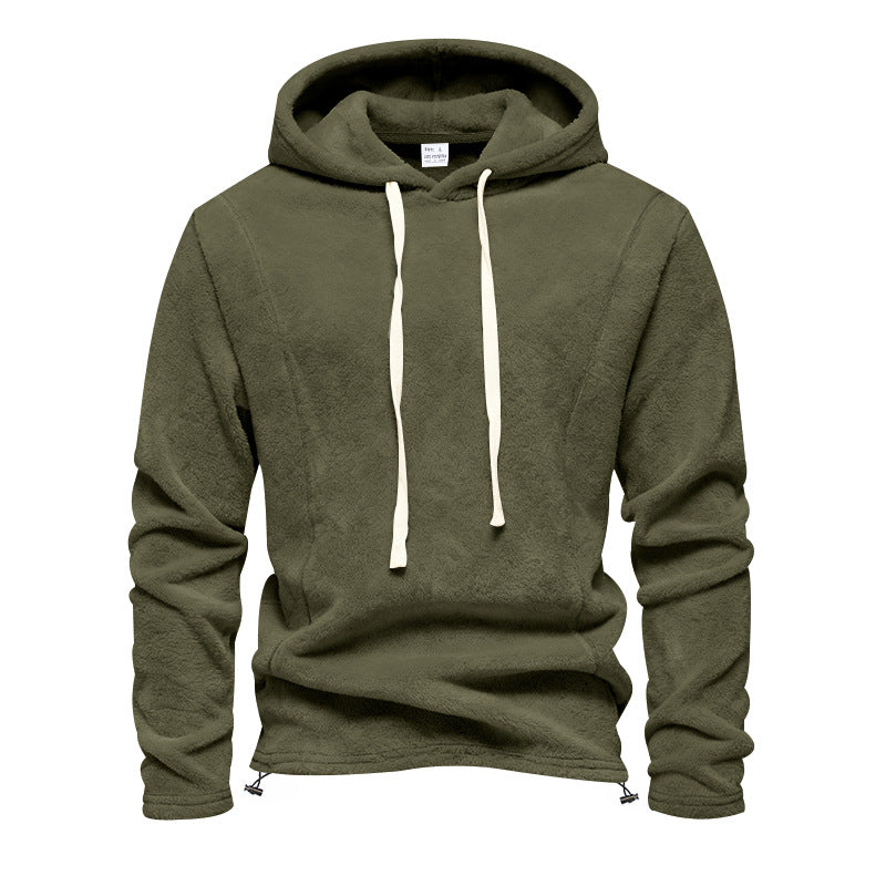 Herren Flauschiger Kapuzenpullover aus Teddy‑Fleece mit Tunnelzugsaum Drune