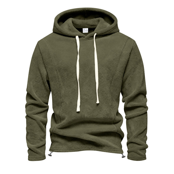 Herren Flauschiger Kapuzenpullover aus Teddy‑Fleece mit Tunnelzugsaum Drune