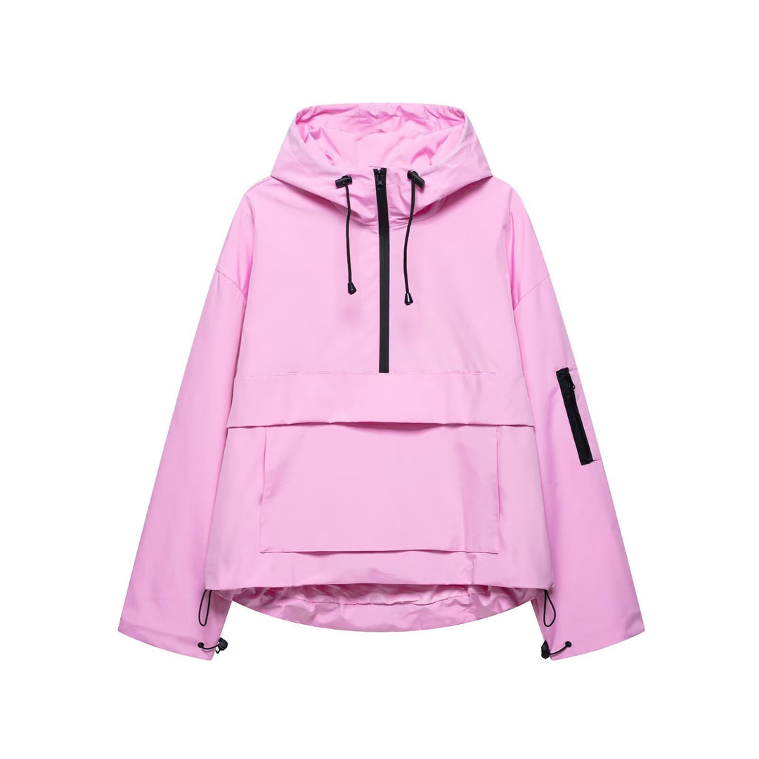 Femme Leichte Kapuzen-Utility-Jacke mit verstellbaren Kordeln Drune