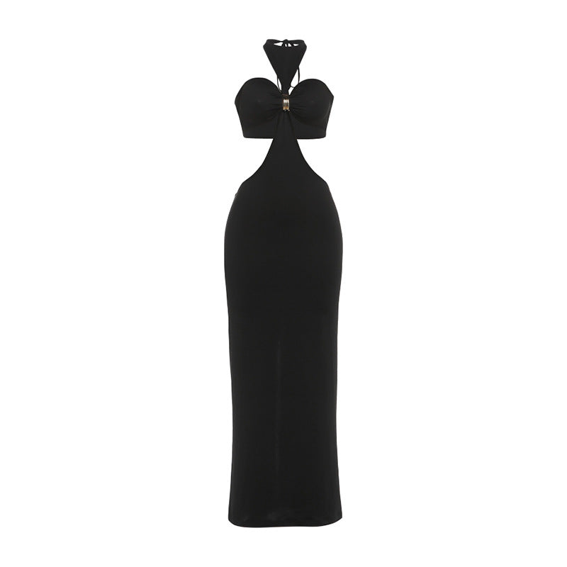 Damen Elegantes Maxikleid mit tiefem Schlüssel-Ausschnitt und figurbetonendem Schnitt Drune