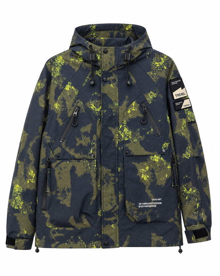 Herren Technischer Camouflage-Parka mit Kapuze und Ripstop-Außenmaterial Drune