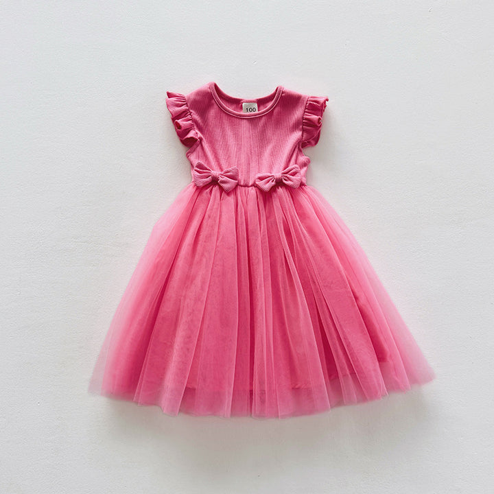 Mädchen Tüll Rüschdress mit Schleifenakzenten Drune