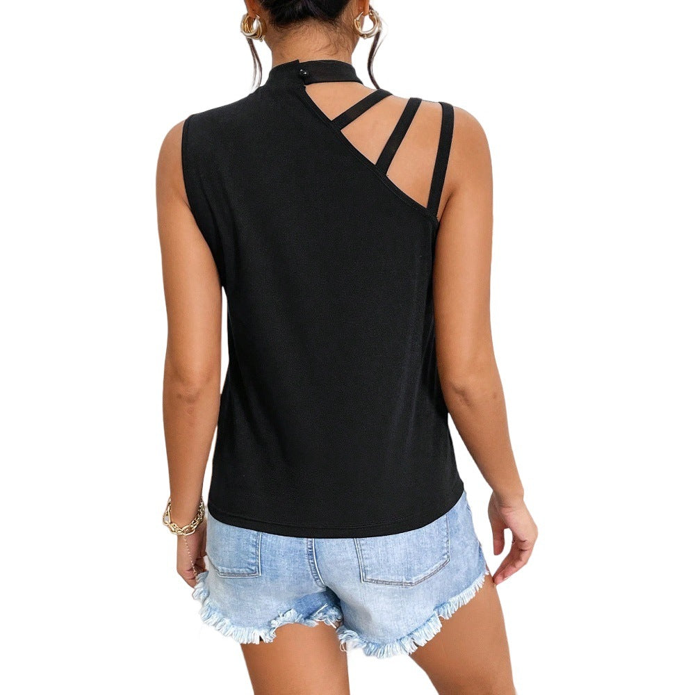 Damen ärmelloses Oberteil mit kreativem Cut-Out-Design Drune