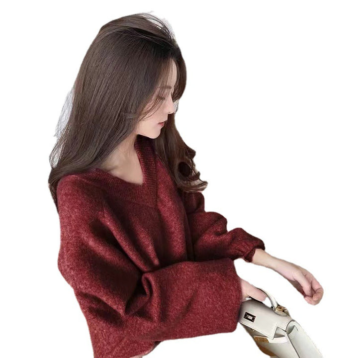 Damen Oversized V-Pullover aus weichem Material mit lässigem Schnitt Drune