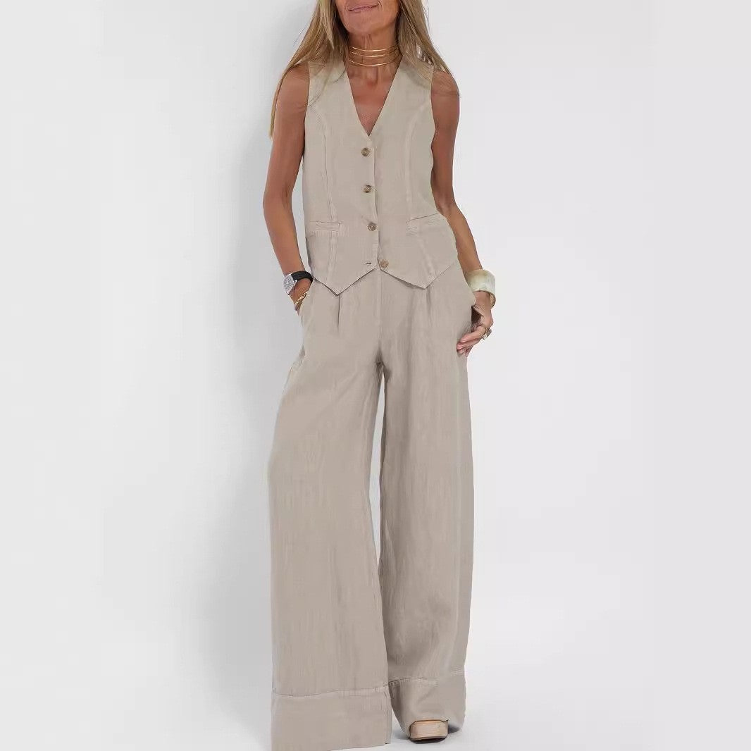 Damen Anzug mit weit geschnittenen Hosen und eleganter Weste Drune