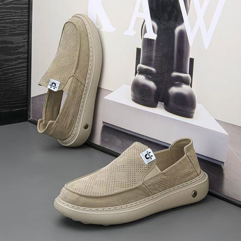 Herren Slip-On Plateau-Sneaker mit perforiertem Veloursleder und gepolstertem Komfortfußbett Drune