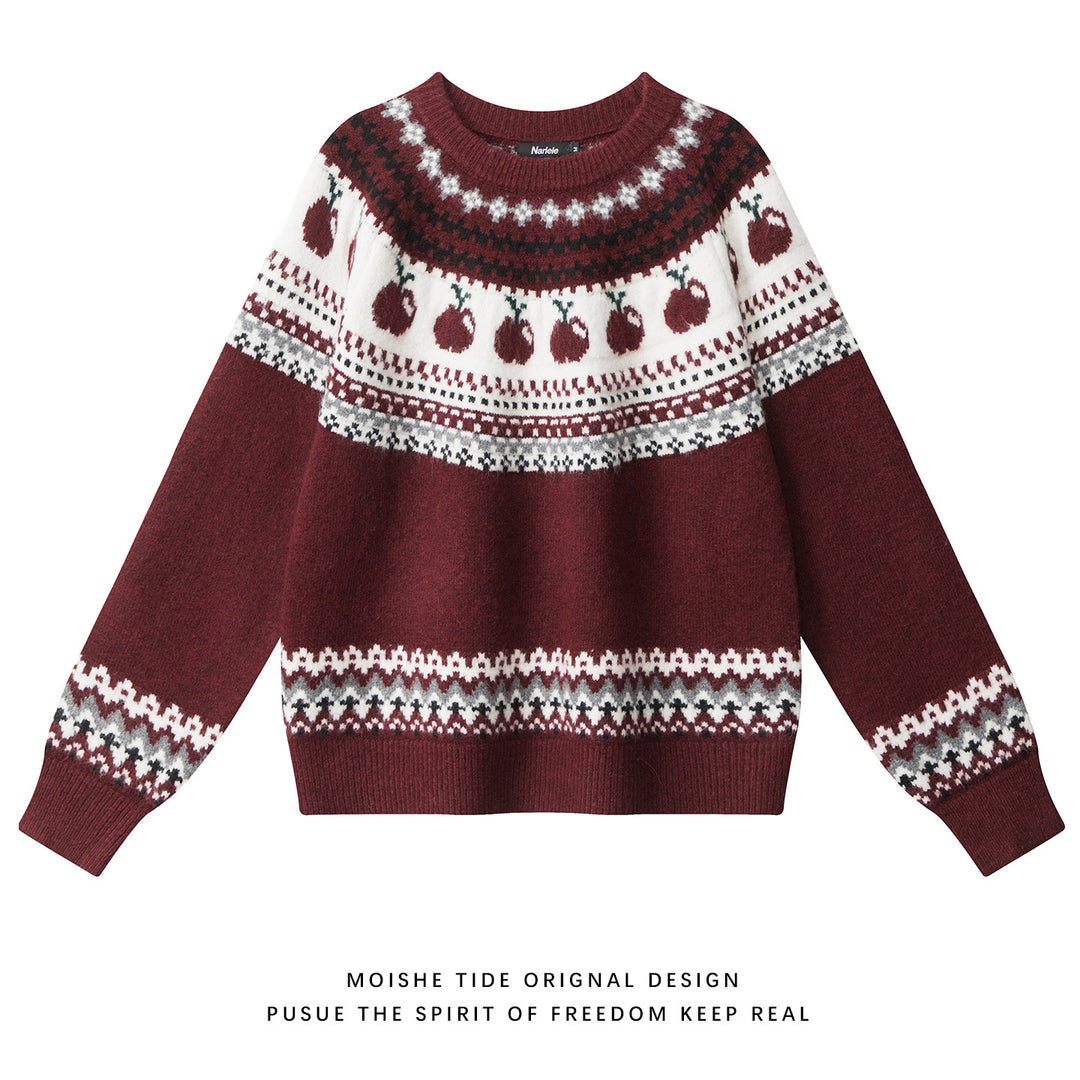 Damen Gemusterter Strickpullover Drune