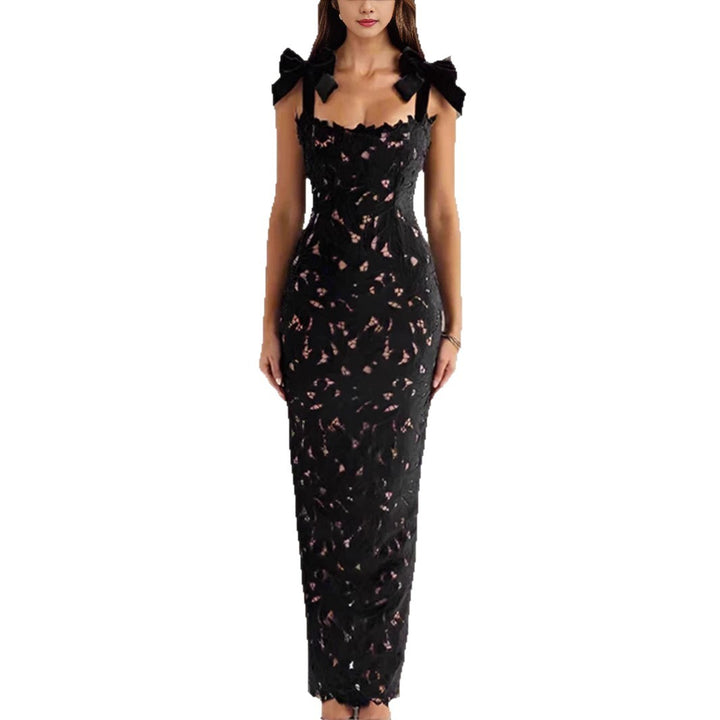 Damen Elegantes Spitzenkleid mit Schleifenärmel Drune