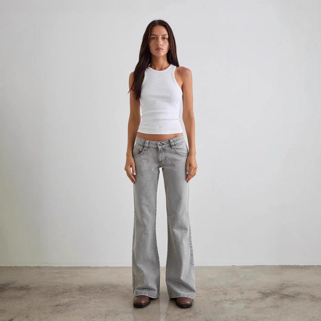Damen bootcut Jeanshose mit hohem Bund und modischem Schnitt Drune