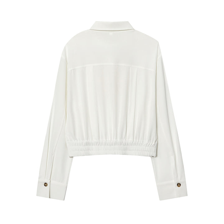 Damen nan taillierte Cropped-Hemdbluse mit Schulterklappen und Zierknopfleiste Drune