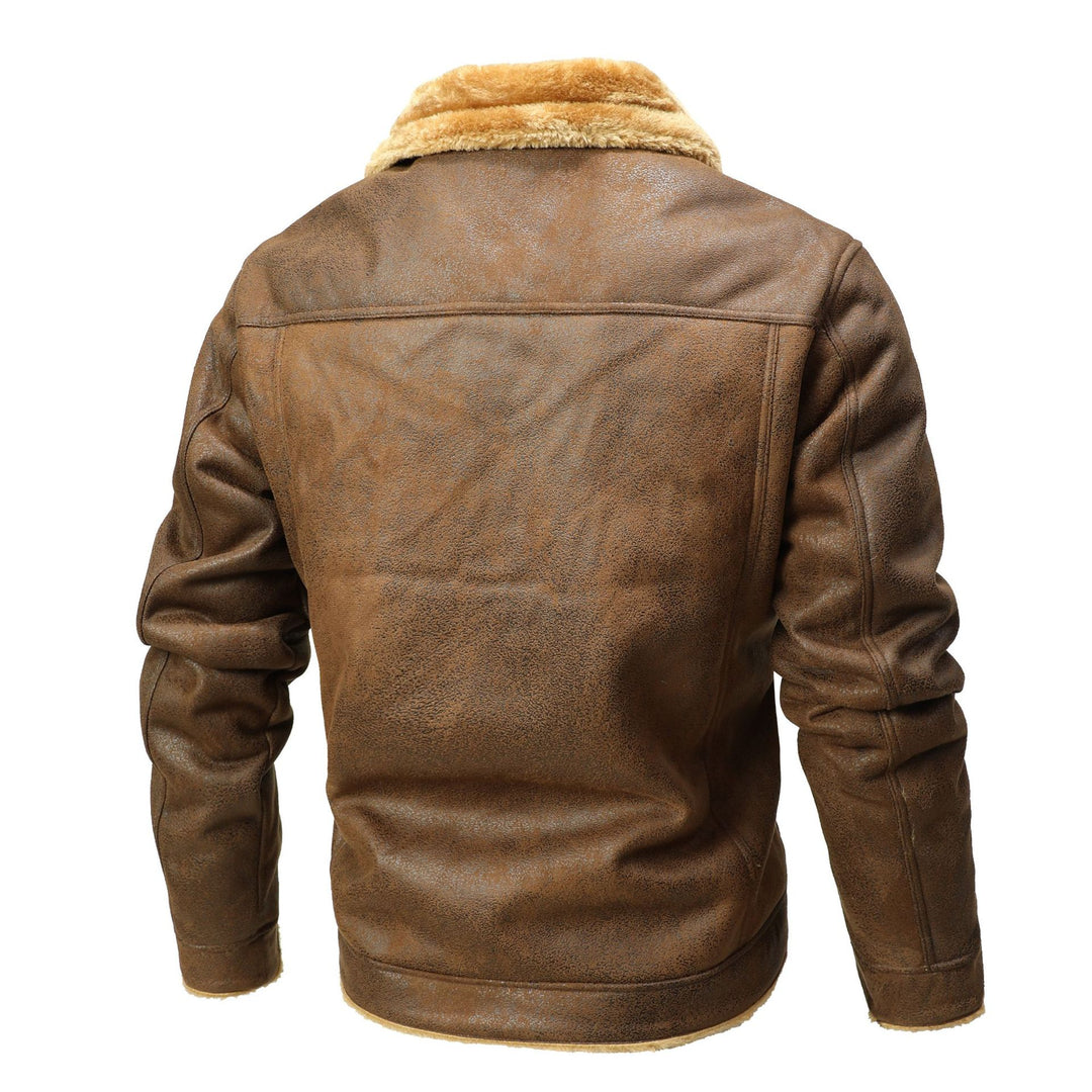 Herren Wildleder-Imitat Truckerjacke mit Sherpa-Futter Drune