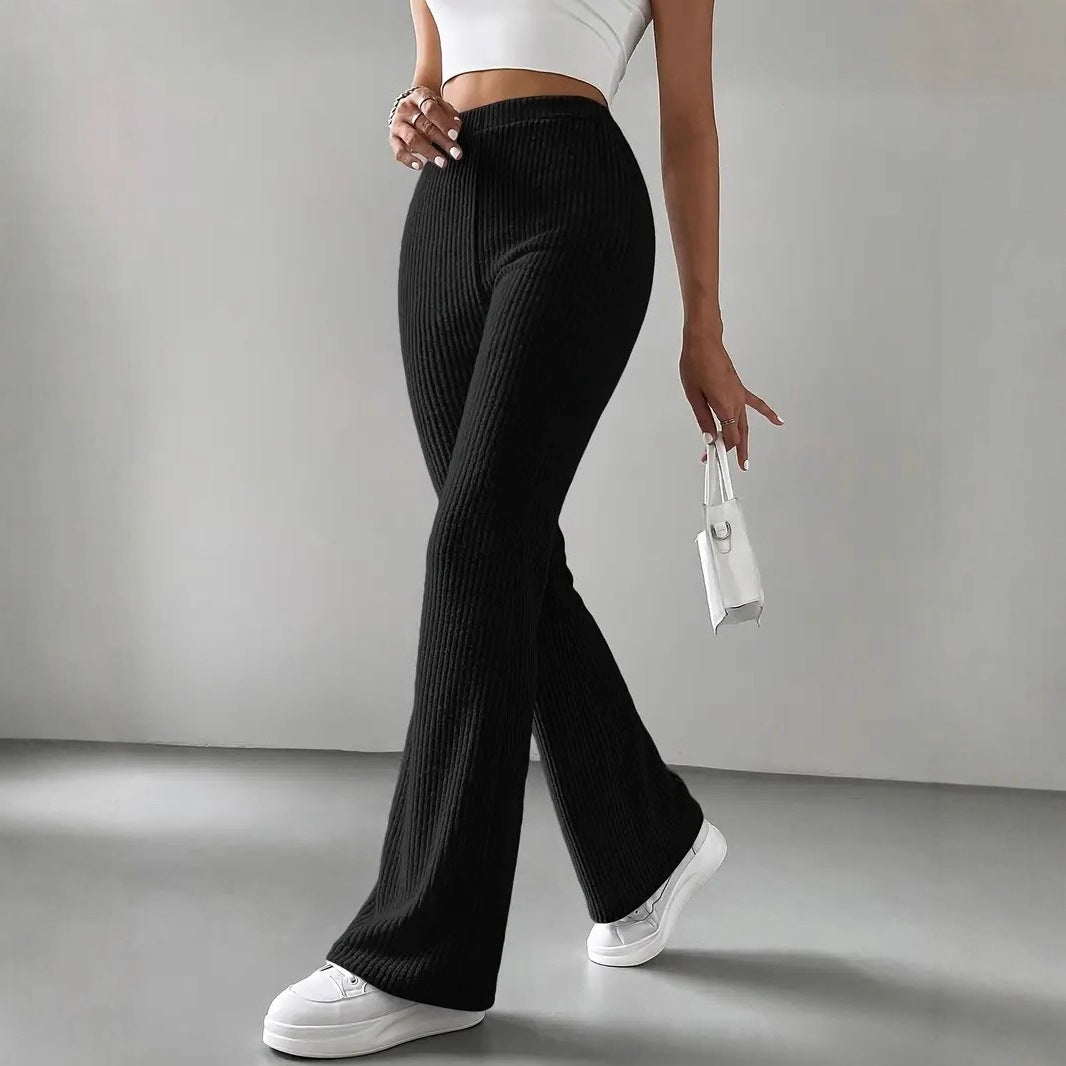 Damen Strickhose mit weitem Bein und Rippstruktur Drune