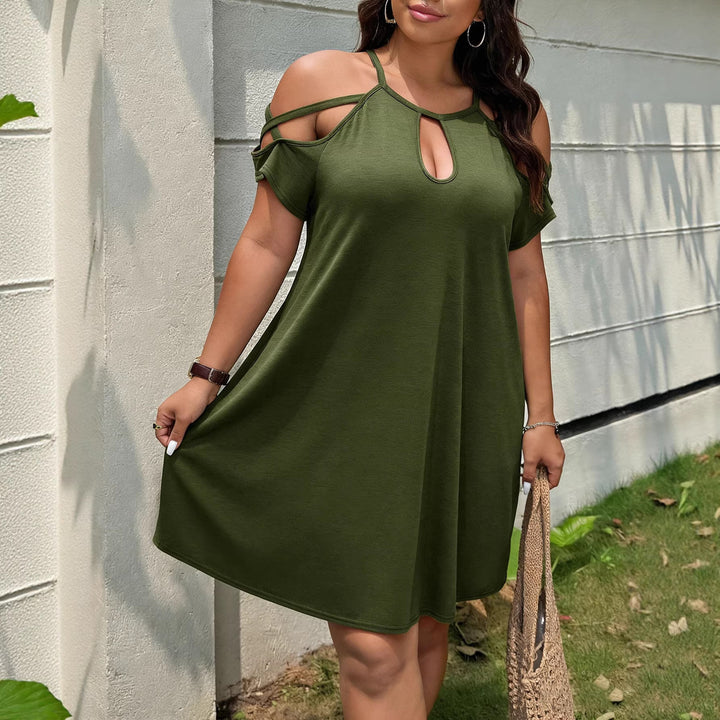 Damen Freizeitlevelenkleid mit schulterfreien Ärmeln und modischem Schlitz Drune