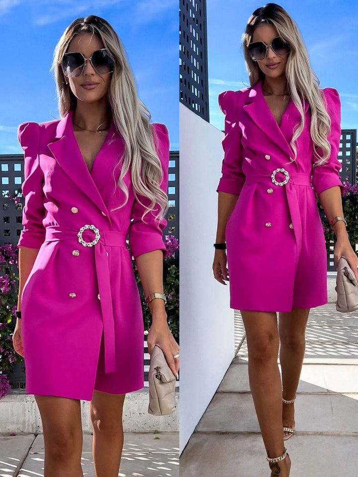 Damen Blazer Kleid mit tailliertem Schnitt und glamourösem Knopfdetail Drune
