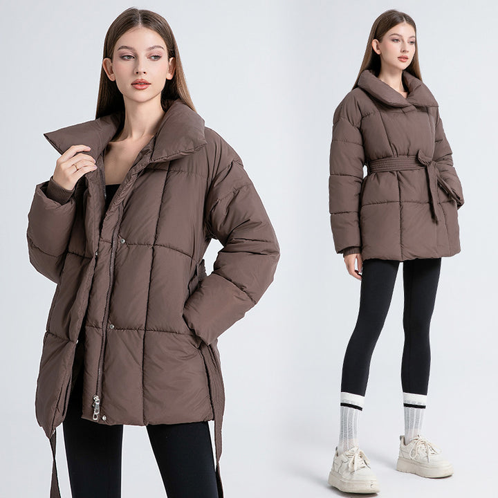 Damen Wattierte Jacke mit Gürtel und eleganter Kragenform Drune