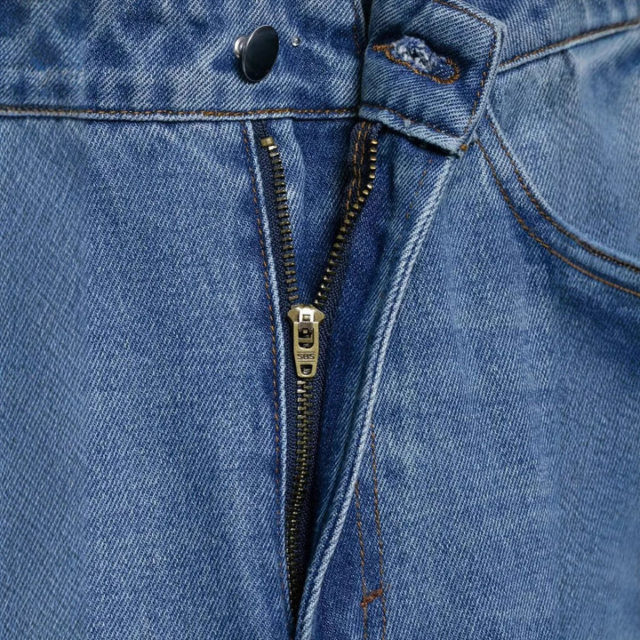 Damen nan weite Highwaist Jeanshose mit Metallösen und seitlicher Schnürung Drune
