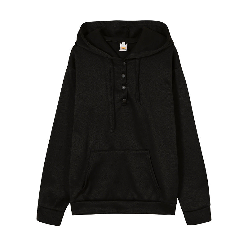 Damen Kapuzenpullover mit Knopfdetails und praktischer Kängurutasche Drune