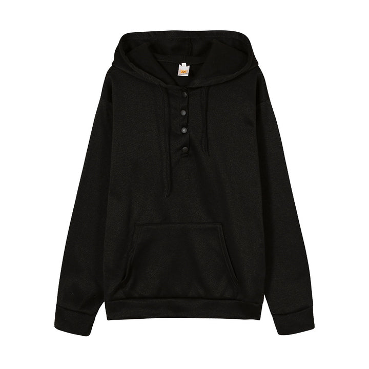 Damen Kapuzenpullover mit Knopfdetails und praktischer Kängurutasche Drune