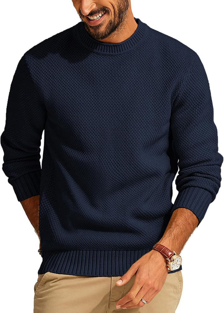 Herren Waffelstrick-Pullover mit Rundhalsausschnitt Drune