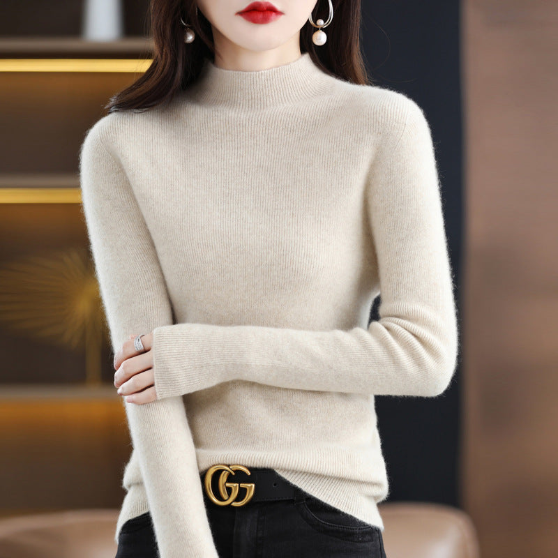 Damen Schmal geschnittener Mockneck-Pullover aus kaschmirähnlichem Feinstrick Drune
