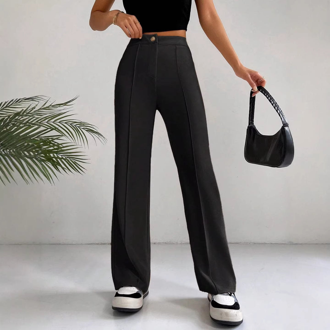 Damen Elegante High-Waist Hose mit seitlichen Nähten und schmalem Schnitt Drune