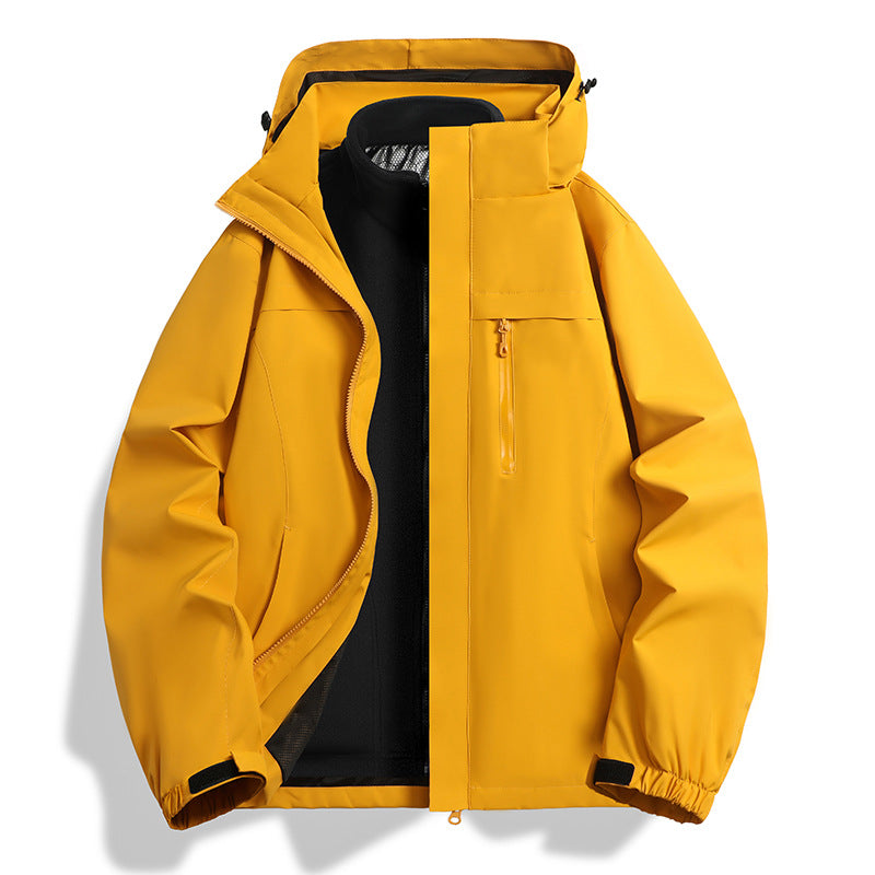Herren Zwei-in-eins Softshell-Hybridjacke mit abnehmbarer Fleece-Innenjacke und wasserabweisender Membran Drune