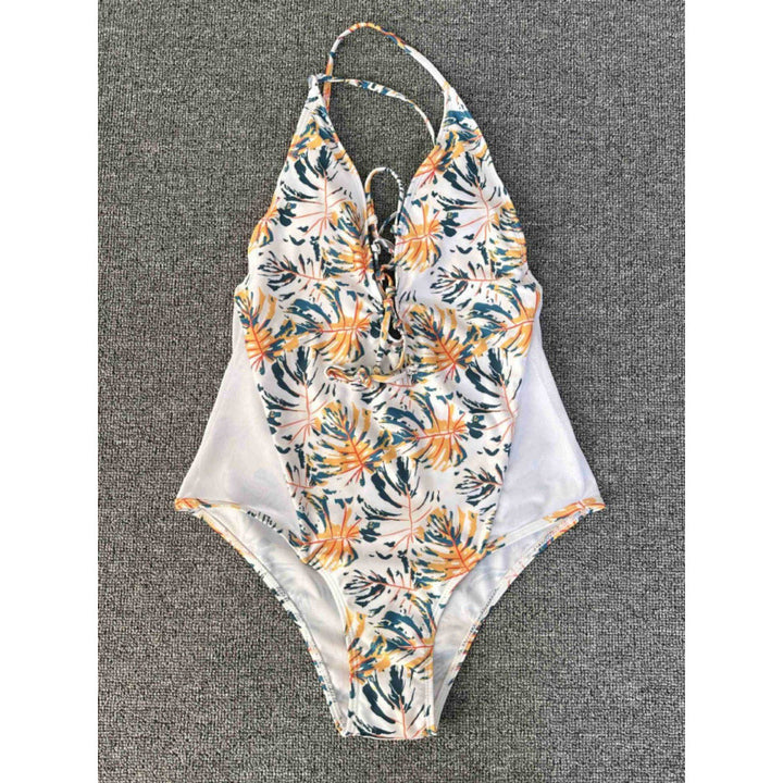 Damen Cut-Out Badeanzug mit floralem Design und verstellbaren Bändern Drune