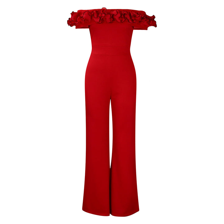 Damen Jumpsuit mit voluminösem Rüschenkragen und elegantem Schnitt Drune