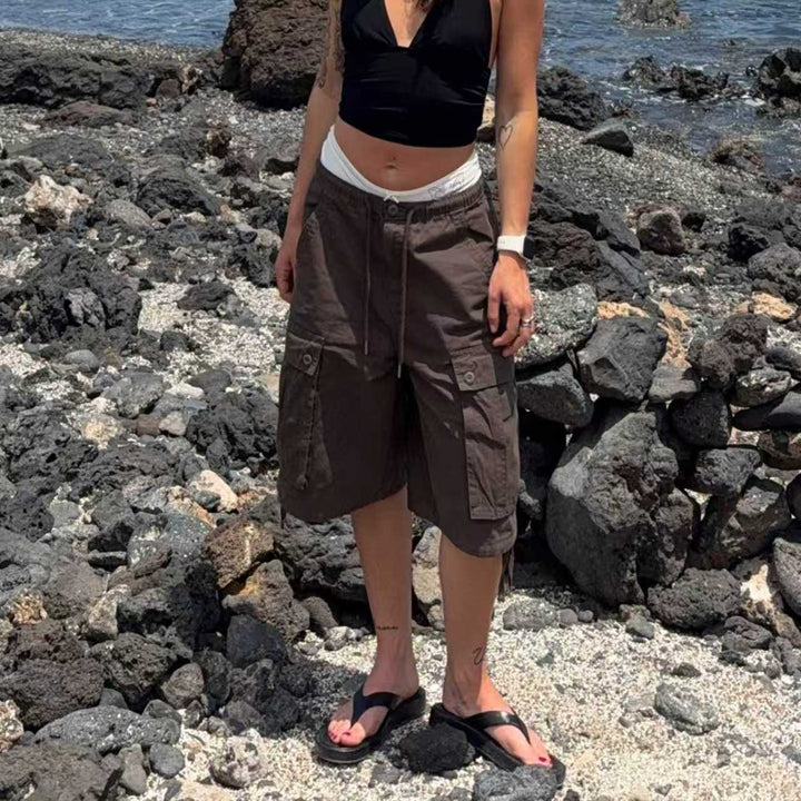 Damen Cargo-Shorts mit elastischem Bund und praktischen Seitentaschen Drune