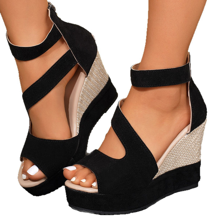 Damen Wedge-Sandaletten mit buntem Marmormuster und verstellbarem Riemen Drune