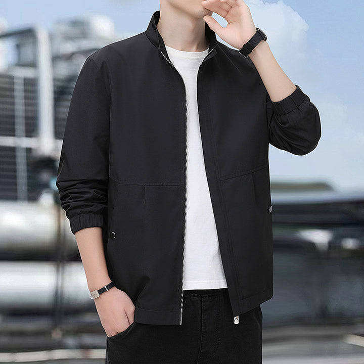 Herren Leichte Urban-Windjacke mit Stehkragen, Reißverschluss und elastischen Bündchen Drune
