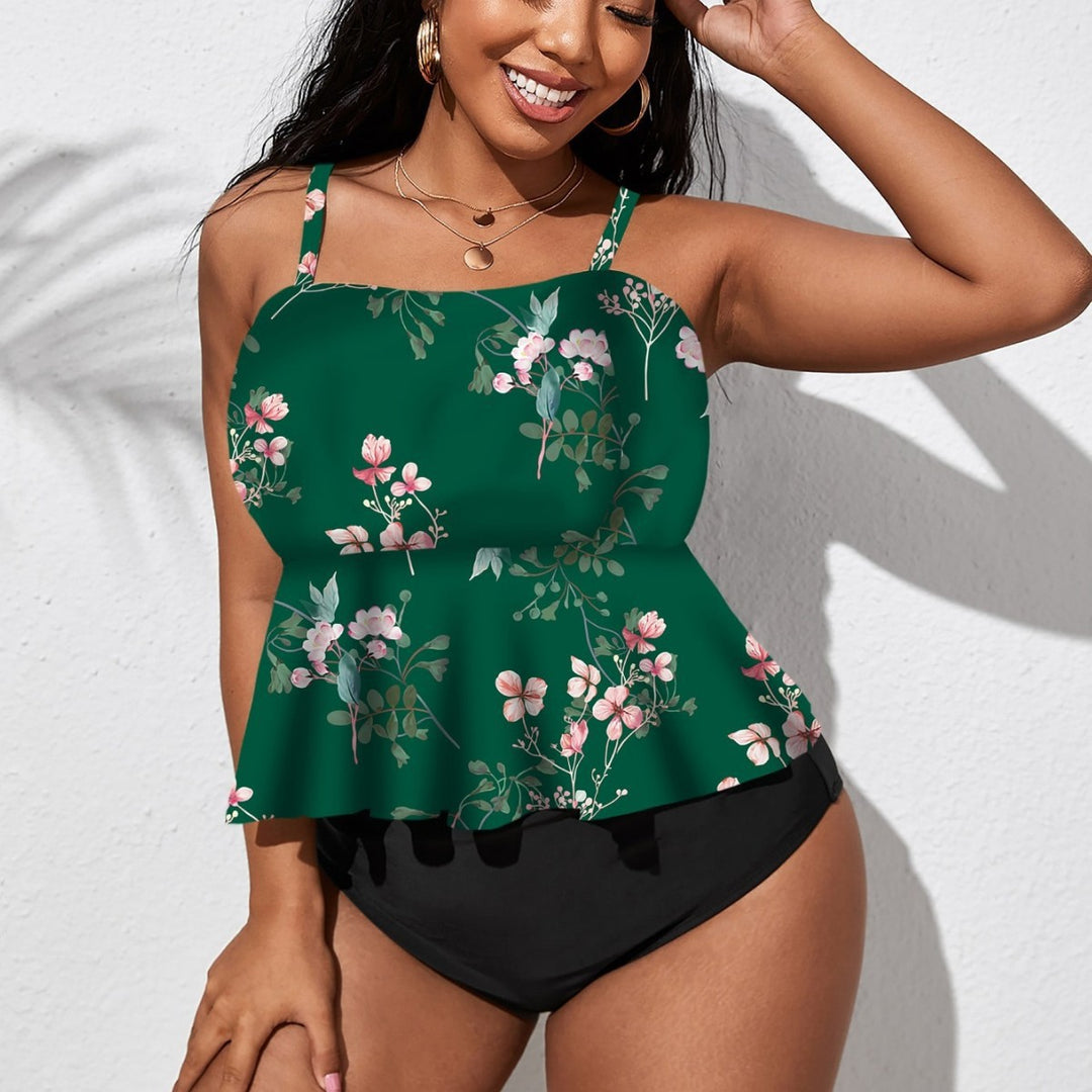 Damen Tankini mit schwingendem Rock und floralem Design Drune