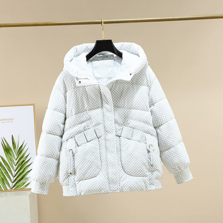 Damen Modische leichte Pufferjacke mit praktischen Taschen und Kapuze Drune