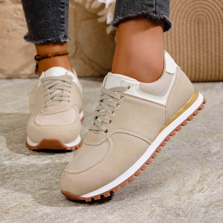Damen leichte Retro-Lauf- und Freizeitsneaker mit gepolstertem Komfortfußbett und griffiger Profilsohle Drune