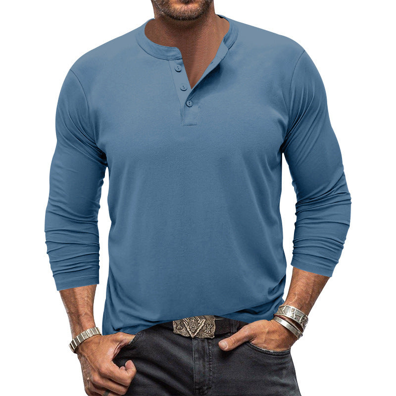 Herren Langarm T-Shirt mit Knopfleiste Drune