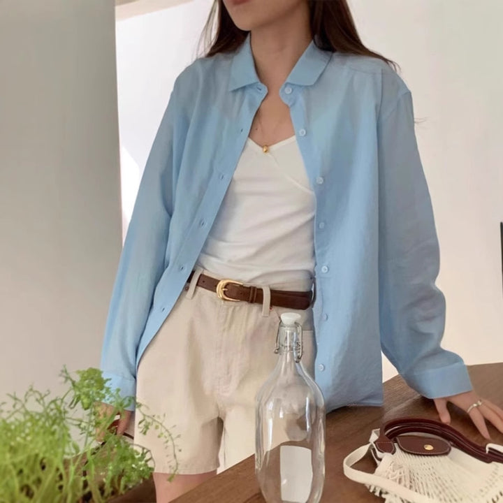 Damen Lässige Oversize-Hemdbluse mit kastiger Silhouette und krempelbaren Ärmeln Drune