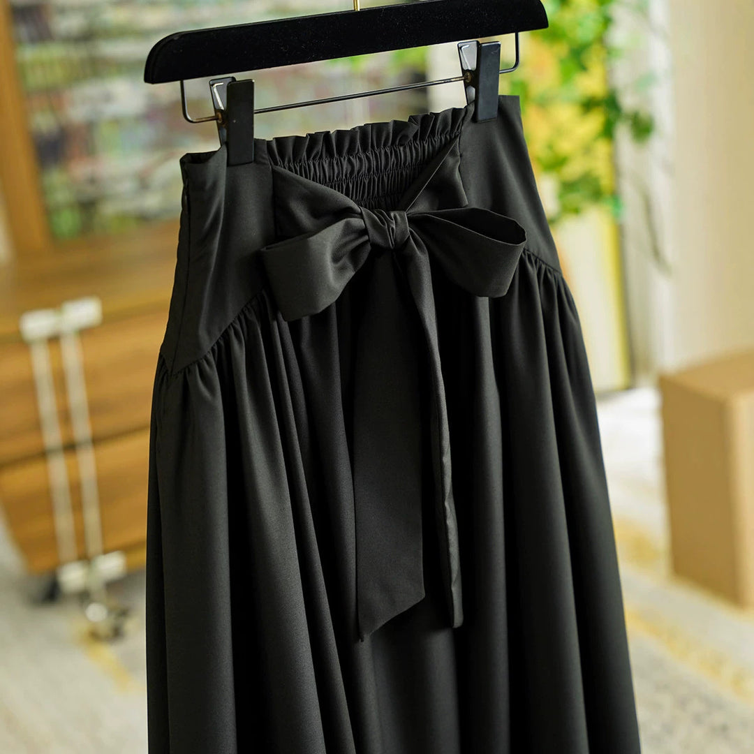 Damen Eleganter Maxirock mit Taillengürtel Drune