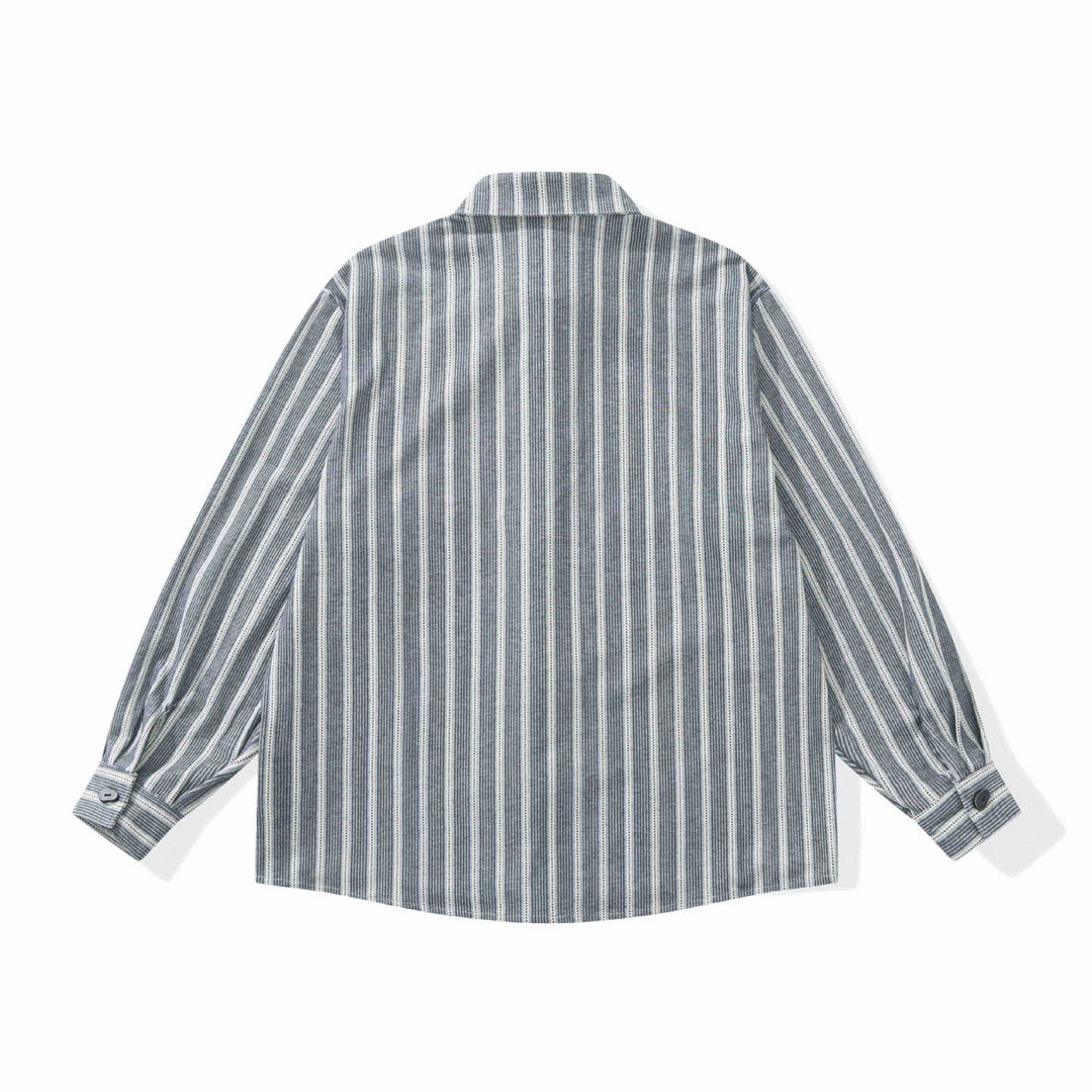 Damen Gestreifte Overshirt‑Hemdjacke mit Brusttasche Drune