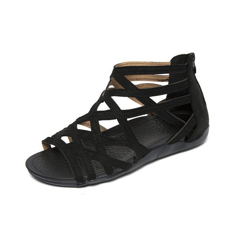 Damen Römersandalen mit Zipper, geflochtenem Cut-Out-Obermaterial und gepolsterter Komfortsohle Drune