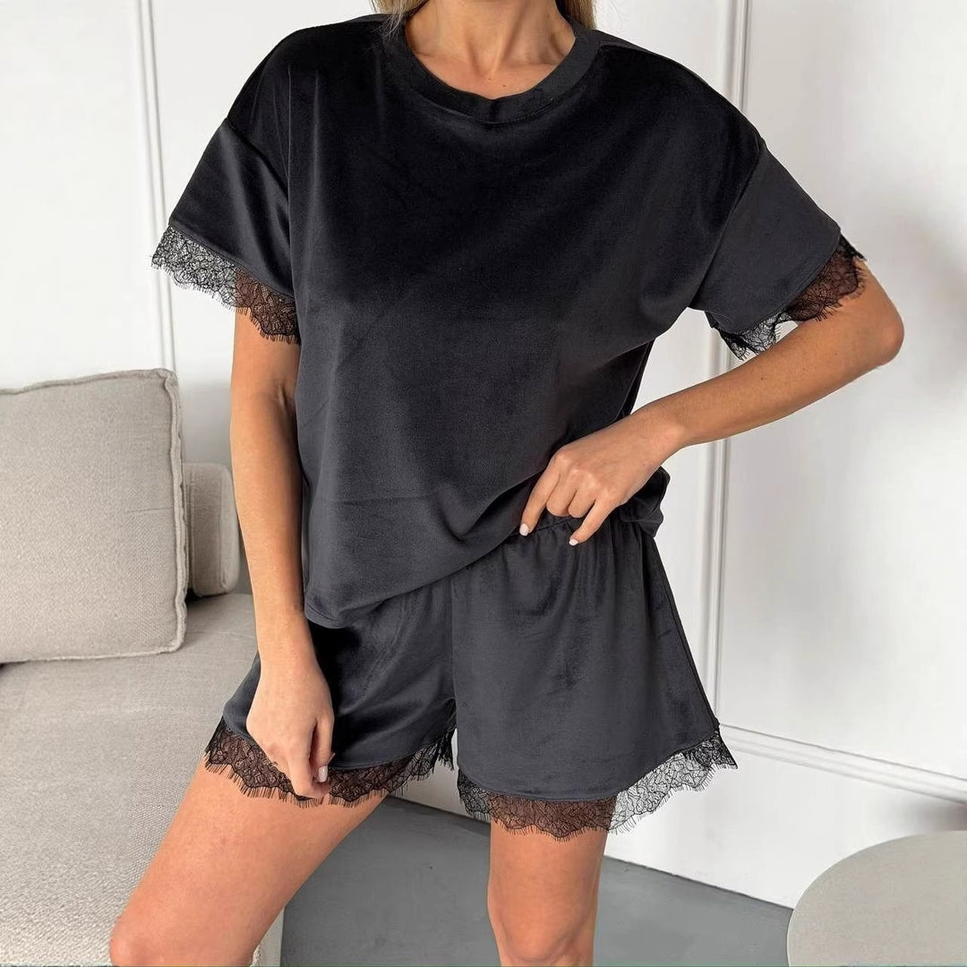 Damen Schlafanzug Set mit Spitzendetails