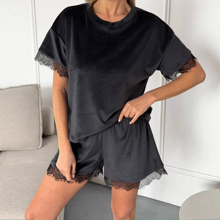 Damen Schlafanzug Set mit Spitzendetails