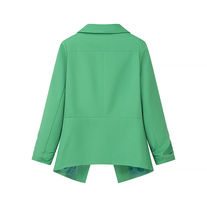 Damen nan locker fallende Waterfall-Blazerjacke mit gerafften Ärmelabschlüssen Drune